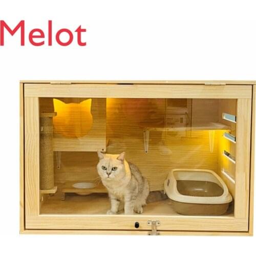Cat Villa Solid Wood Luxury Cattery Cat Nest Cage Cat Display Cabinet Cat Breeding Hotel Pet Cage Room Multi-function Durable