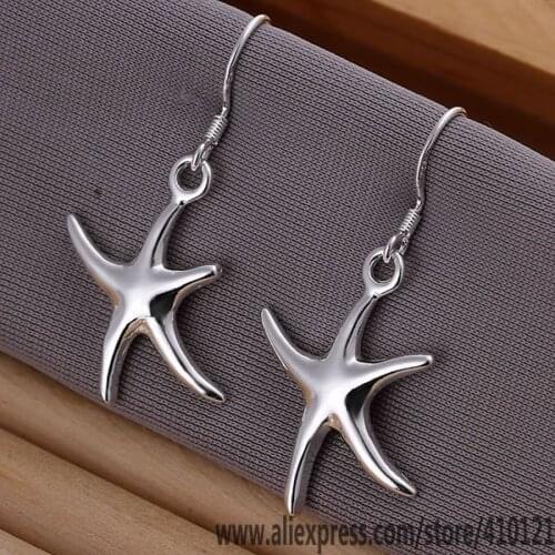 E062 Hot Sale High Quality Silver Color Fine Jewelry,Wholesale Sterling Jewelry Elegant Charms Fashion Seastar Earrings/dgtalyaa