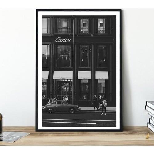 European Street Canvas Painting Fashion Black White Vintage Photo Posters and Prints Wall Pictures for Living Room Home Decor