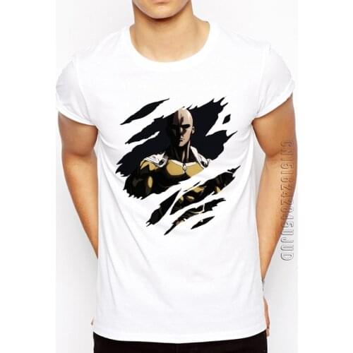 One punch man T-shirt Cool design Anime Men t shirt Saitama sensei t shirt OK Printed Casual Tee
