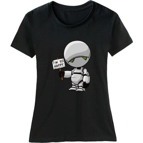 Cotton Girl Woman Short Sleeve T Shirt Movie Funny Cartoon Marvin I'm So Happy Couple Clothes Summer ZIIART