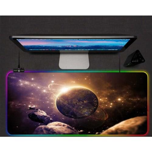 Mairuige Gaming Mouse Pad RGB Star Moon LED Backlit Laptop Office Keyboard Carpet Large Mousepad Wireless Charging Mouse Pad