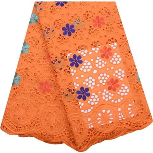Kalume Latest 100% Swiss Cotton Lace Fabrics 2020 High Quality Orange Tulle African Dry Lace Fabric For Wedding Dress Lace 1800