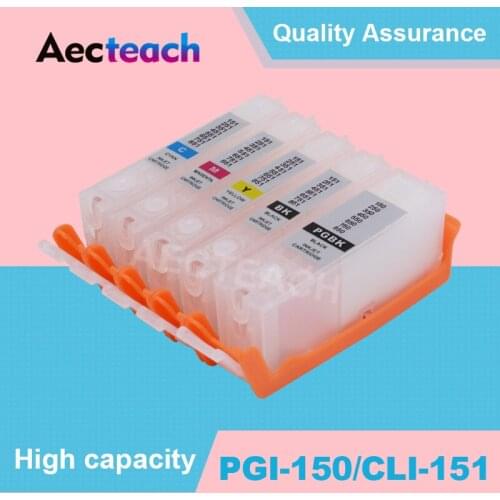 Aecteach 5 Color Printer Ink cartridge for Canon PGI 150 CLI 151 for Canon PIXMA MG5410 MG5510 MG5610 MG6310 MG6410 Printer