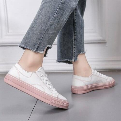 Canvas Shoes Fashion Mixed Color Women Vulcanized Shoes Lace-up Casual White Shoes Woman Sneakers Zapatos Tenis Feminino