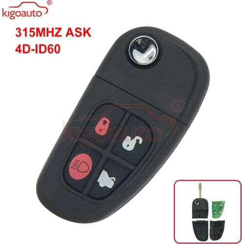Kigoauto Flip key 4 button 315Mhz FO21 blade NHVWB1U241 for Jaguar X S XJ XK car remote key