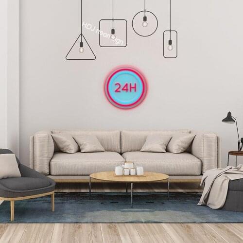 Round LED Neon Signs Plaques Customize Logo Wall Sign Lighting for Home House Room Decor letter Logo Lights Plate Sconce Decor