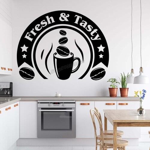 Kitchen decal Cook room The heart of home Cooking Cuisine Fresh & Tasty Coffee Wall Sticker for Cafe Decor Vinyl Decal B307