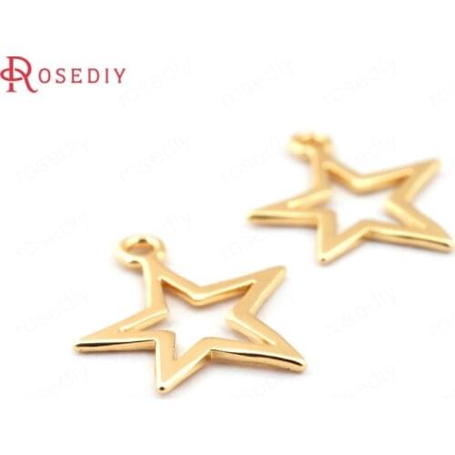 33569)10PCS 14*12MM 24K Gold Color Brass Star Charms Pendants High Quality Diy Jewelry Findings Accessories wholesale