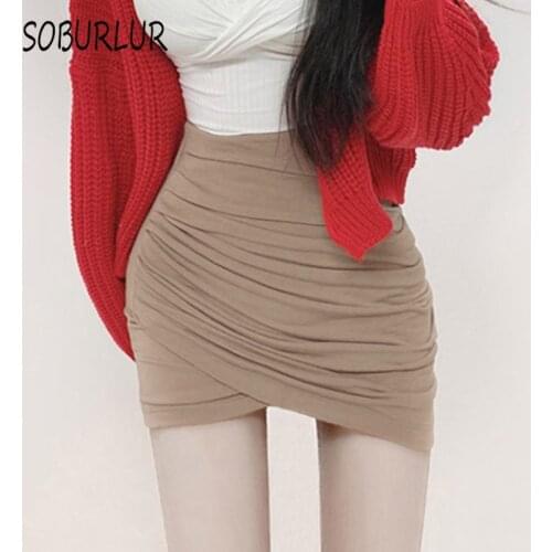 SOBURLUR Summer Mini Skirts Harajuku High-waisted Suits with Skirt Female Clothing BF Korean Style Fashion Package Women 2021