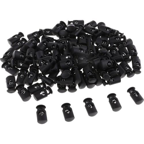 MagiDeal 100pcs Plastic Single Hole Rope Cord Locks Ends Drawstring Toggles