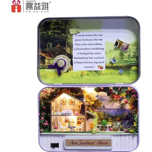 IiE CREATE 3D DIY DollHouse Miniature Wooden Puzzle Doll house Mini Furniture Decoration Doll Houses New Year Gift Box Secret