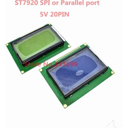 5V 128X64 12864 DOTS LCD module Yellow/blue display screen st7920 driver SPI Serial or Parallel port Industrial Electronics