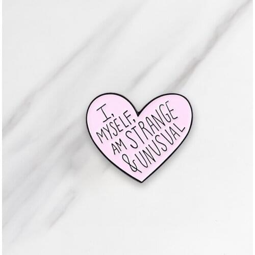 Cartoon Pink Heart Unusual Pin Enamel Brooch Bag Clothes Lapel Pin Badge Fashion Jewelry Gift For Women