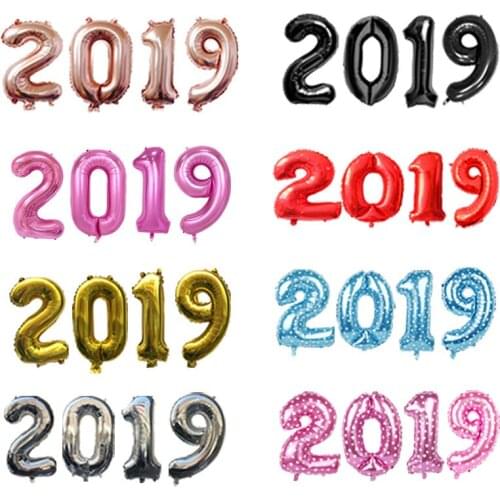30sets 40inch painting by numbers 2019 foil balloons happy new years eve parties digital helium balloon wedding decor lin4231