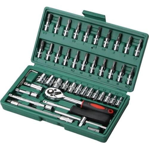 46-piece Set of Automotive Sleeve Tool Combination Auto Repair Tool Wrench Set Repair Kit Five-piece Tool Socket Wrench