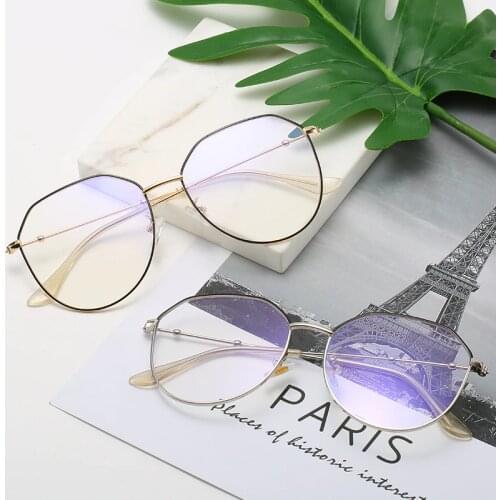 Men Vintage Anti Blue light Glasses Frame Round Women Lens Myopia Optical Mirror Simple Metal Anti-blue Clear Eyewear Frames