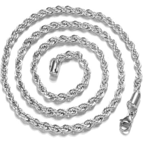2020 Trendy Classic Silver Color Chain Necklace For Men Women Metal Long Necklace Link Chain Choker Fashion Jewelry D5A009