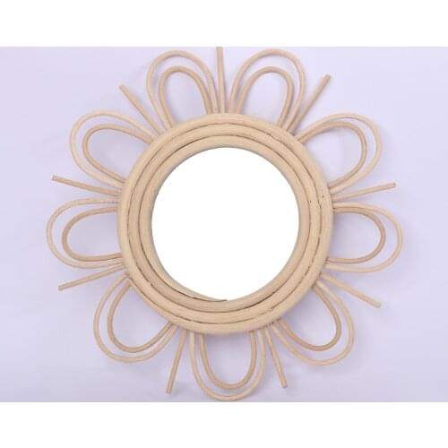 Woven Rattan Dressing Mirror Innovative Art Decoration Makeup Mirrors Bathroom D08D