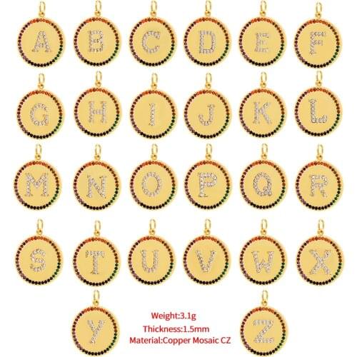 Fashion Top Quality Initial Name Letter Gold 26 Letters Charm Pendants Micro Pave CZ Copper Jewelry For Women Girl Gift Surprise