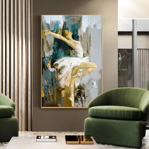 Modern Art Abstract Dancing Ballerina Girl Canvas Painting Posters Prints Ballet Girl Wall Art Cuadros Pictures for Living Room