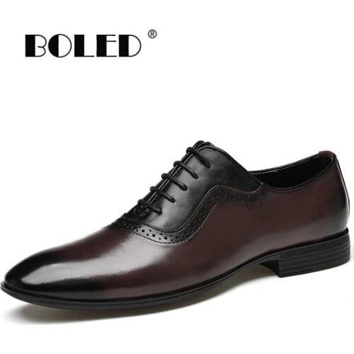 Natural Leather Men Dress Shoes Outdoor Handmade Office Business Wedding Shoes Lace Up Formal Oxfords Shoes Men Zapatos Hombre