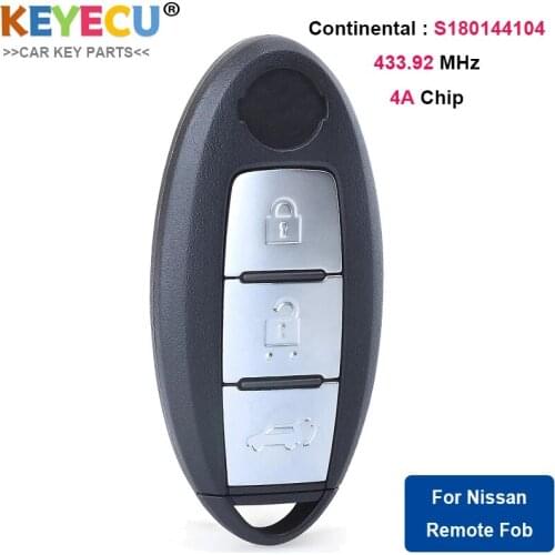 Smart Remote Car key 433MHz 3 Buttons For Nissan Xtrail X-Trail Qashqai 2014 2015 2016 2017 PCF7945M HITAG AES 4A S180144104