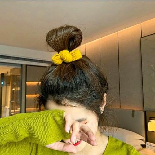 Korean Style Fashion Hot Selling Wool Bowknot Butterfly Hair Band High Elastic Hair Rope Women Girls Hair Rings Headpiece Gifts