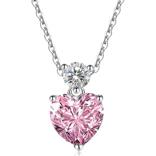 Fashion 925 Silver Jewelry Necklace with Zircon Gemstone Heart Shape Pendant Accessories for Women Wedding Party Gift Wholesale