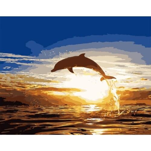 Animal dolphin Coloring By Numbers Animal Paint By Number Canvas Painting Kits Home Decor Oil Painting HandPainted Gift