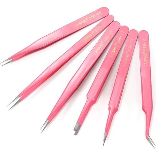 1pcs Anti-Static Excellent Quality Tweezers Bend Long nose Cross Tweezers For intersperse Beads Jewerly Sewing Accessories Tools