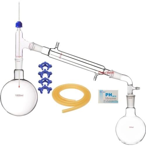 1000ml 24/40 Glass Distillation Apparatus 1L Chemistry Lab Glassware Unit Kit