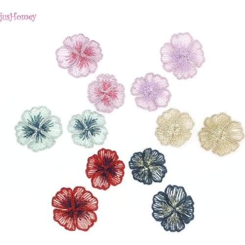 40PCS/lot Embroidery Lace Four Petals Appliques Gradient Translucent Single layer for Hair accessories,Garment Embellishment