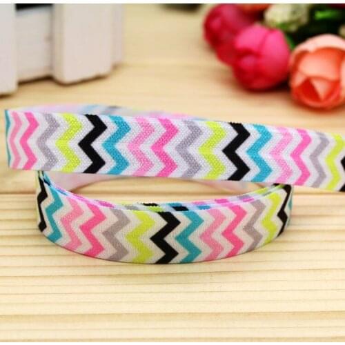 5/8'' Free shipping Fold Elastic FOE chevron printed headband headwear hairband diy decoration wholesale OEM H4921