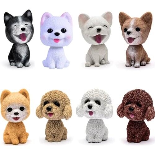 9cm Husky Teddy Pomeranian Shaking Head Dog Car Ornament Cute Nodding Decoration Gift For Car Interior Home Room Car accessories