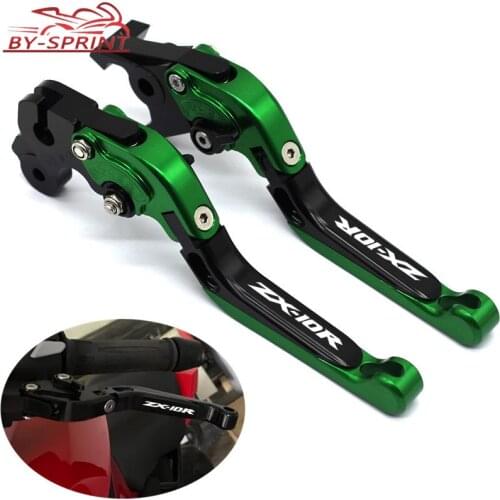 Motorcycle Accessories CNC Aluminum Adjustable Folding Brake Clutch Levers With Logo For Kawasaki ZX-10R ZX10R zx10r 2006-2015