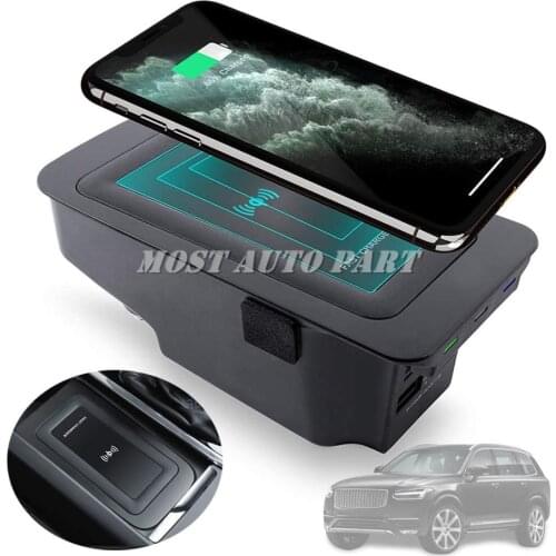 ABS Plastic Wireless Car Charger Phone Charging Plug And Play Trim For Volvo S60 V60 XC60 2018-2021 S90 V90 XC90 2016-2021 1pcs