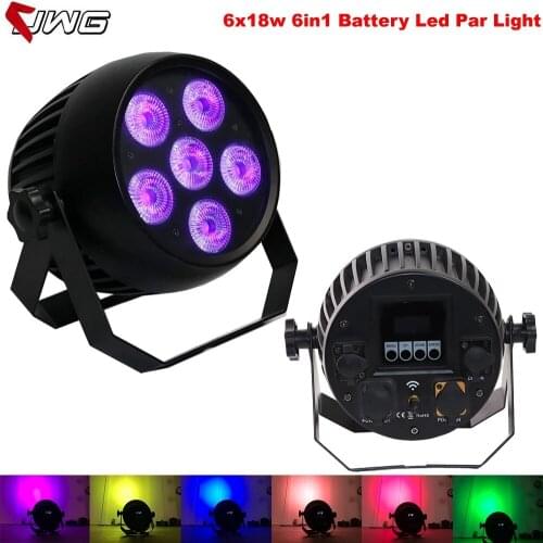 Free Shipping 6x18w RGBWA+UV 6in1 Led Uplight Battery Wireless Dmx Led Par Light LED Battery Projector/Battery Par Can