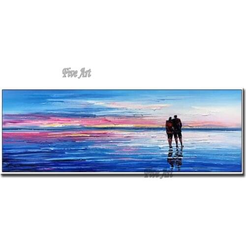 Large Size Living Room Decor Abstract Art 100% Hand-painted Seascape Oil Painting Picture Canvas Art Beach Scenery Paintings