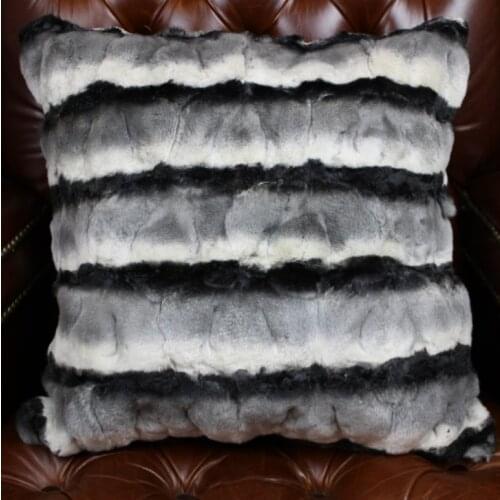 Genuine Rabbit Fur Pillow Case Patchwork Real Rabbit Fur Pillow Cover Soft Plush Cushion Cover No Inner Home Decoration