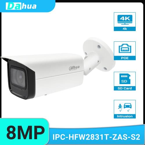 Dahua IPC-HFW2831T-ZAS-S2 8MP IP Bullet Camera 4K 5X Optical Zoom Audio Alarm IN/OUT SD Card Slot 256G IR 60M IP67 Startlight