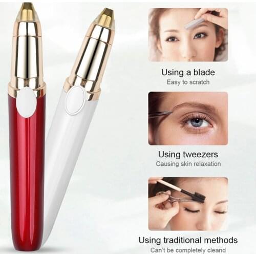 Eyebrow Epilator Lipstick Electric Eyebrow Trimmer Eye Brow Shaver Painless Make Up Eye Brow Face Hair Remover USB for Female