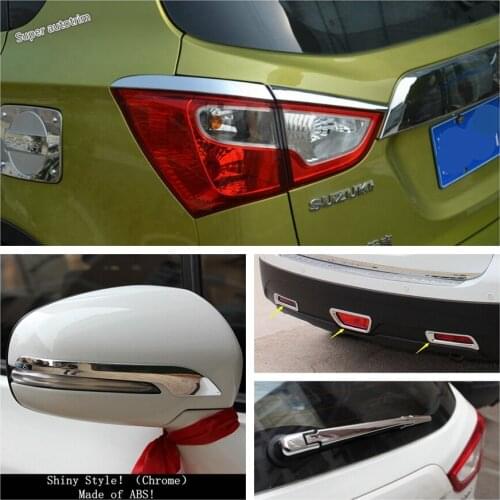 Chrome Shiny Exterior Refit Kit Tail Rear Fog / Brake Lamps Eyebrow / Window Wiper Cover Trim For Suzuki Sx4 s-cross 2014 - 2020