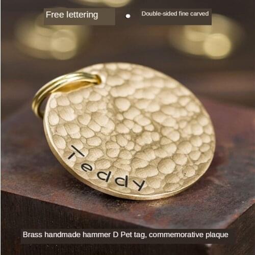 Personality Handmade Brass Dog Tag Pet ID Tag Dog Accessories Customized Cat ID Tag Anti-lost Commemorative Listing Cat Tags