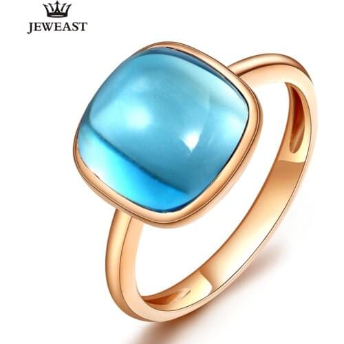 LSZB Natural topaz 18K Pure Gold 2020 New Hot Selling Top Ring Women Heart Shape Ring For Ladies Woman Genuine Jewelry