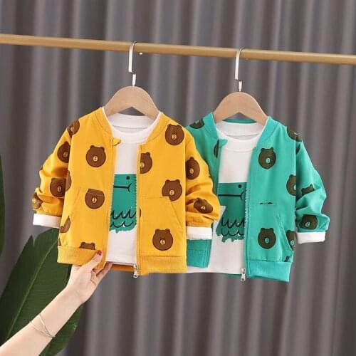 2021 Spring Casual 2-8 Years toddler Children Full Long Sleeve o-Neck Zipper Tops Outwear Coats Kids Baby Boy Jacket Autumn