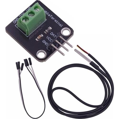 DS18B20 Temperature Sensor Module Kit Waterproof 100CM Digital Sensor Cable Stainless Steel Probe Terminal Adapter For Arduino