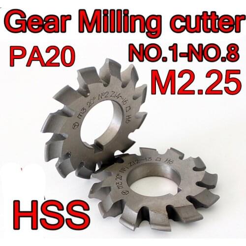 M2.25 Modulus PA20 1#-8# HSS Gear Milling cutter Free shipping