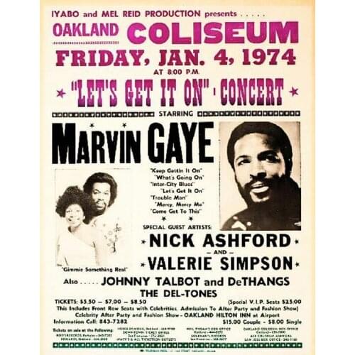 Marvin Gaye 1974 Concert RETRO METAL TIN SIGN POSTER WALL PLAQUE
