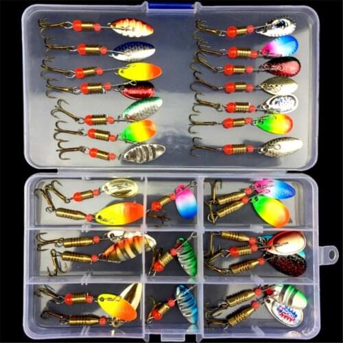 Tackle Boxed Durable Rotating Sequins Hooks Accessories Fishing Lures Set Assorted Pike Bass Artificial Baits Trout Metal